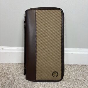 New Hunting World Long Wallet Travel Leather Canvas Italy Made
